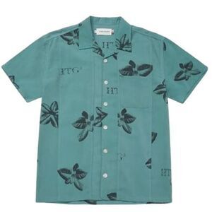 HONOR THE GIFT NWT‎ Tobacco Print Short Sleeve Camp Button Up Shirt Green 3XL